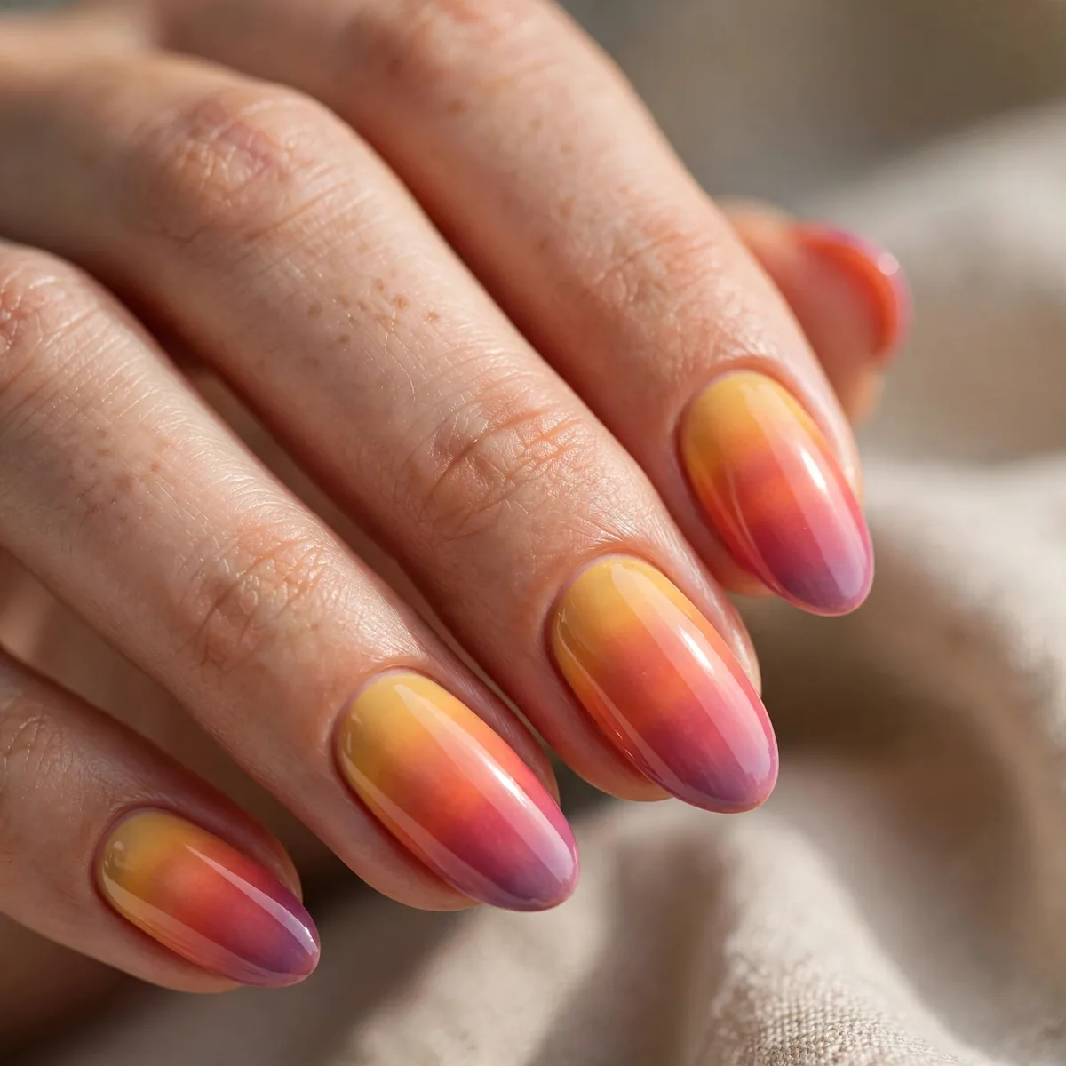 Classic sunset ombre nail design