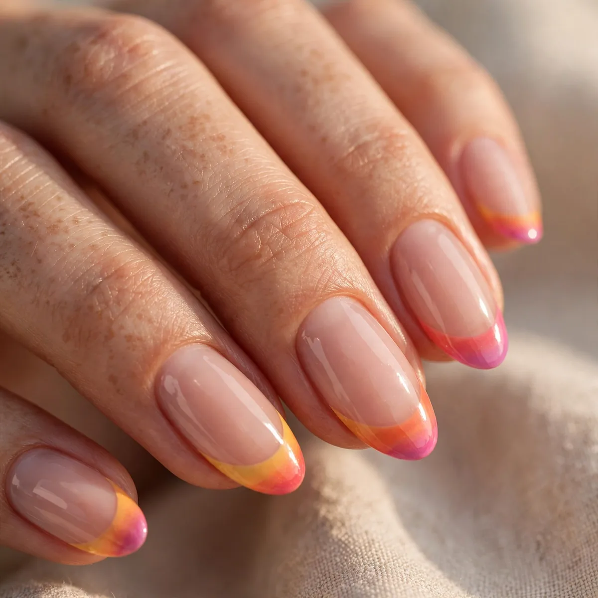 Sunset french tip nail design