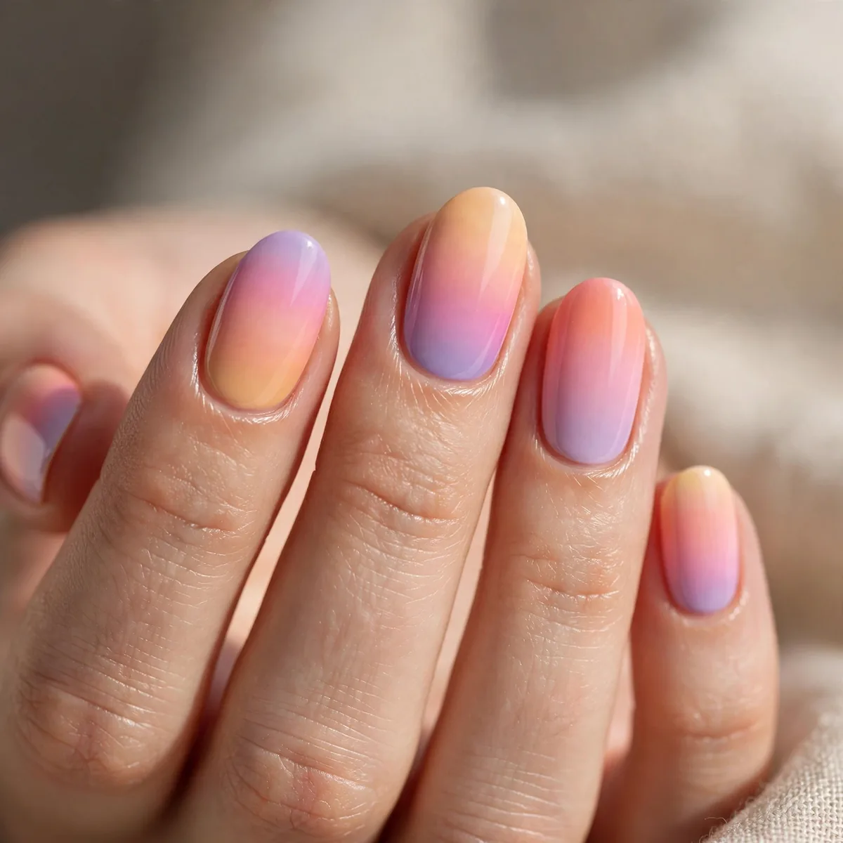Pastel sunset nail gradient