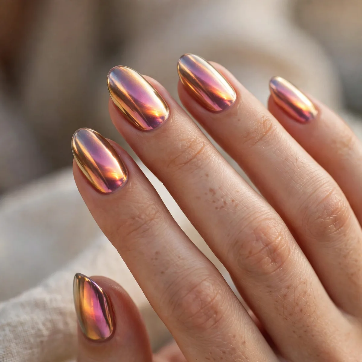 Chrome sunset nail shine