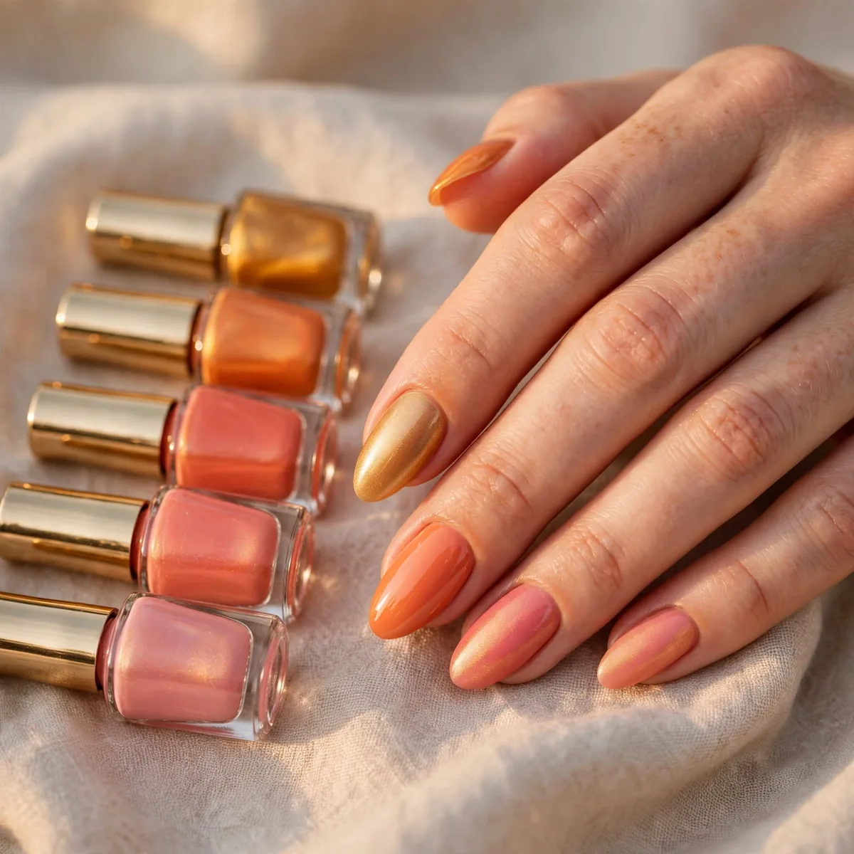 Curated sunset nail polish collection