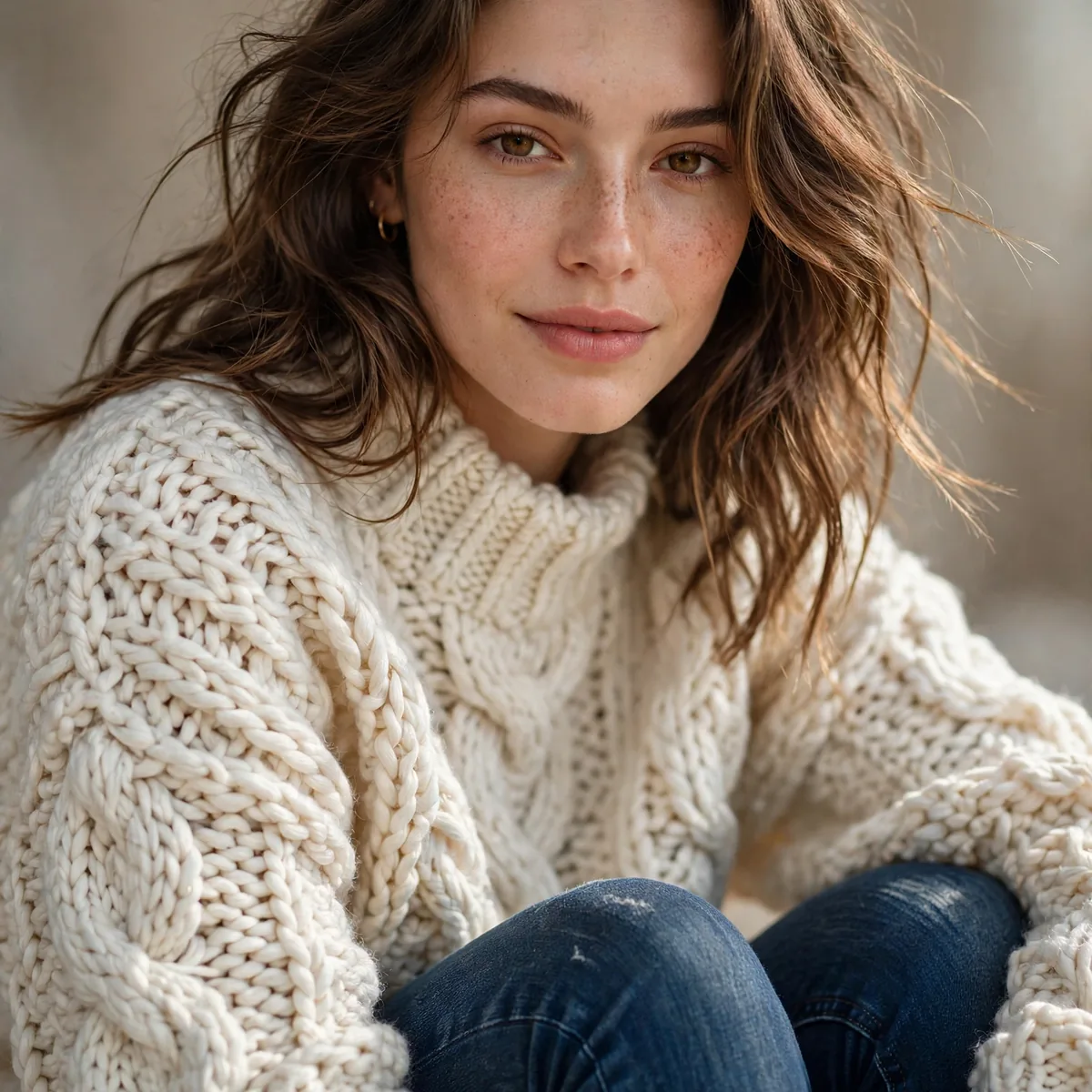 Chunky knit sweater with skinny jeans