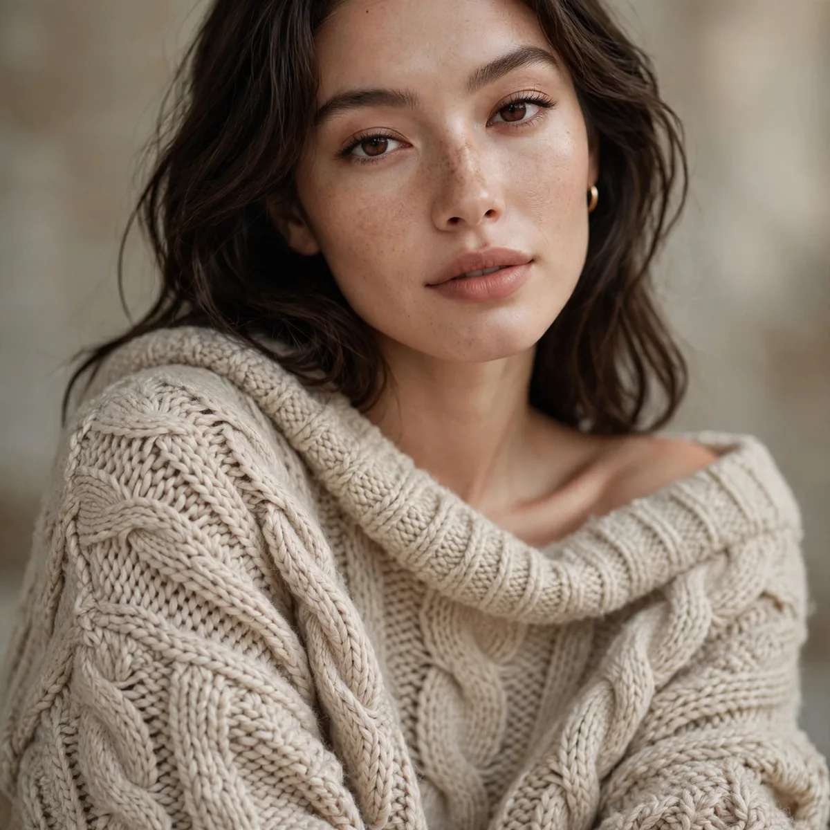 Oversized sweater worn as dress