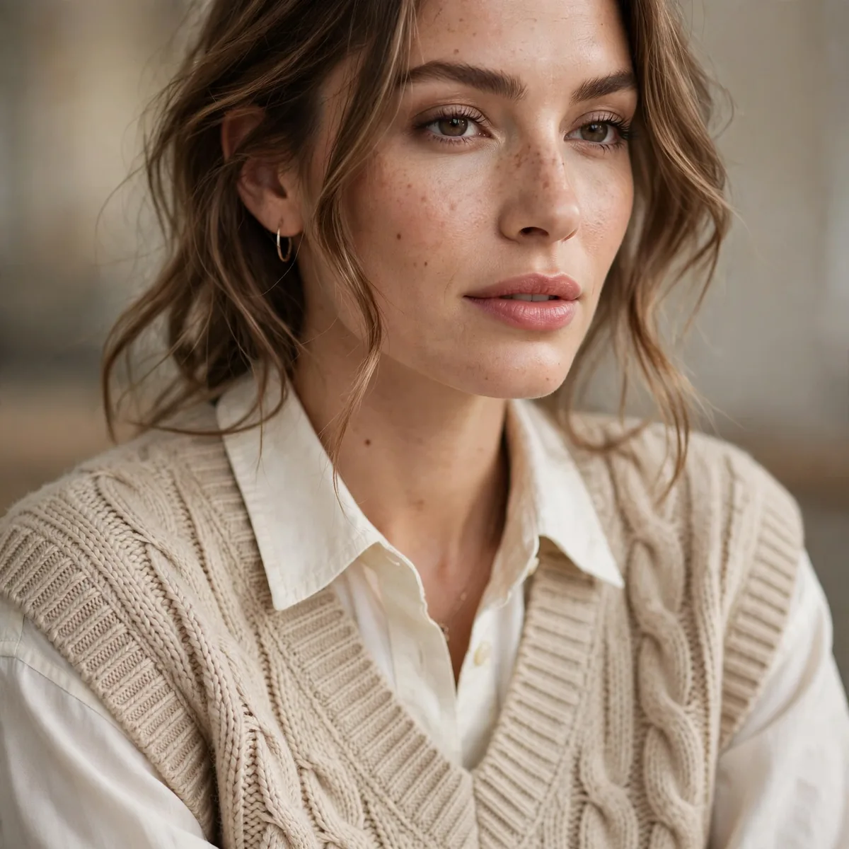 Sweater vest layered outfit