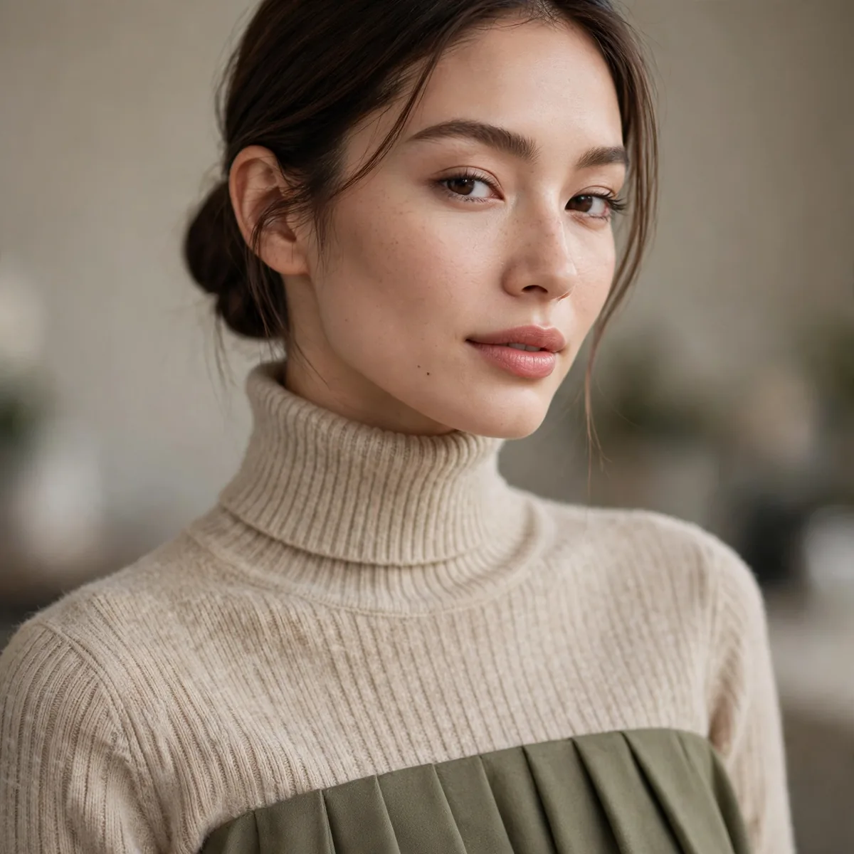 Turtleneck with midi skirt