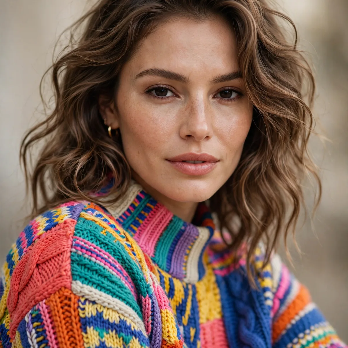 Bright colorful knit sweater