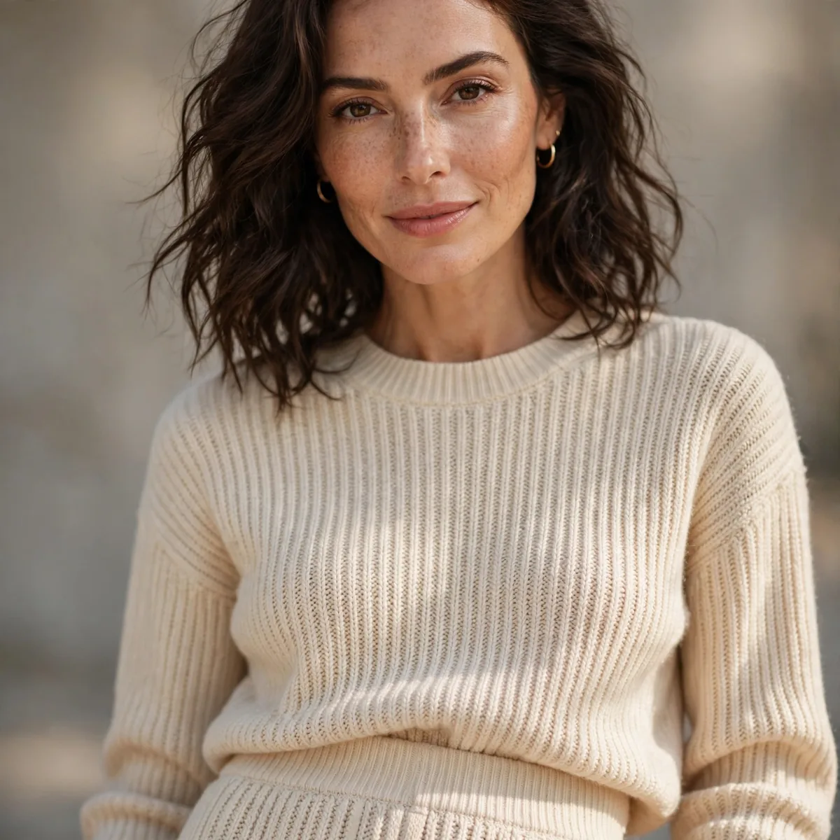 Matching knit top and pants set