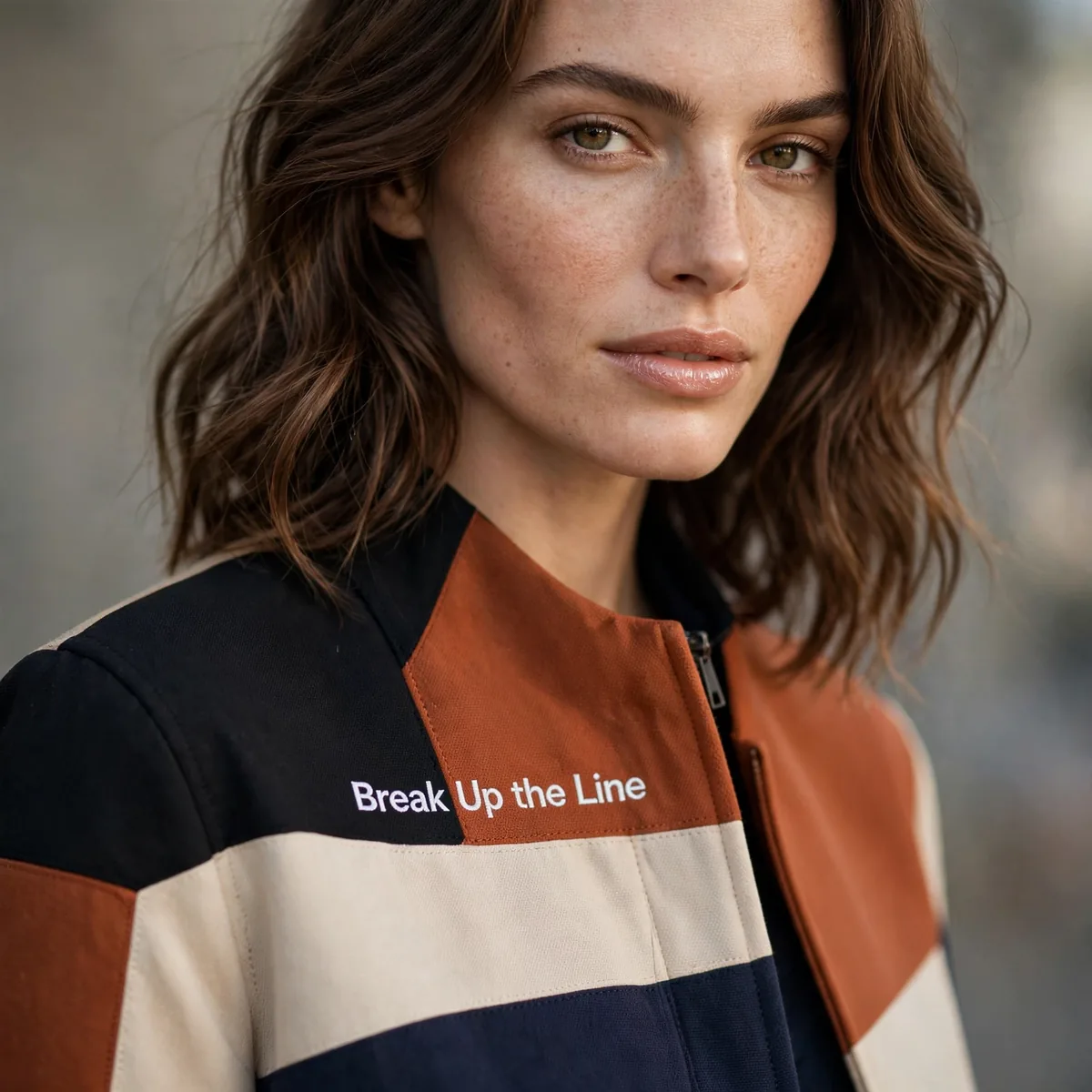 Tall woman in color blocked outfit