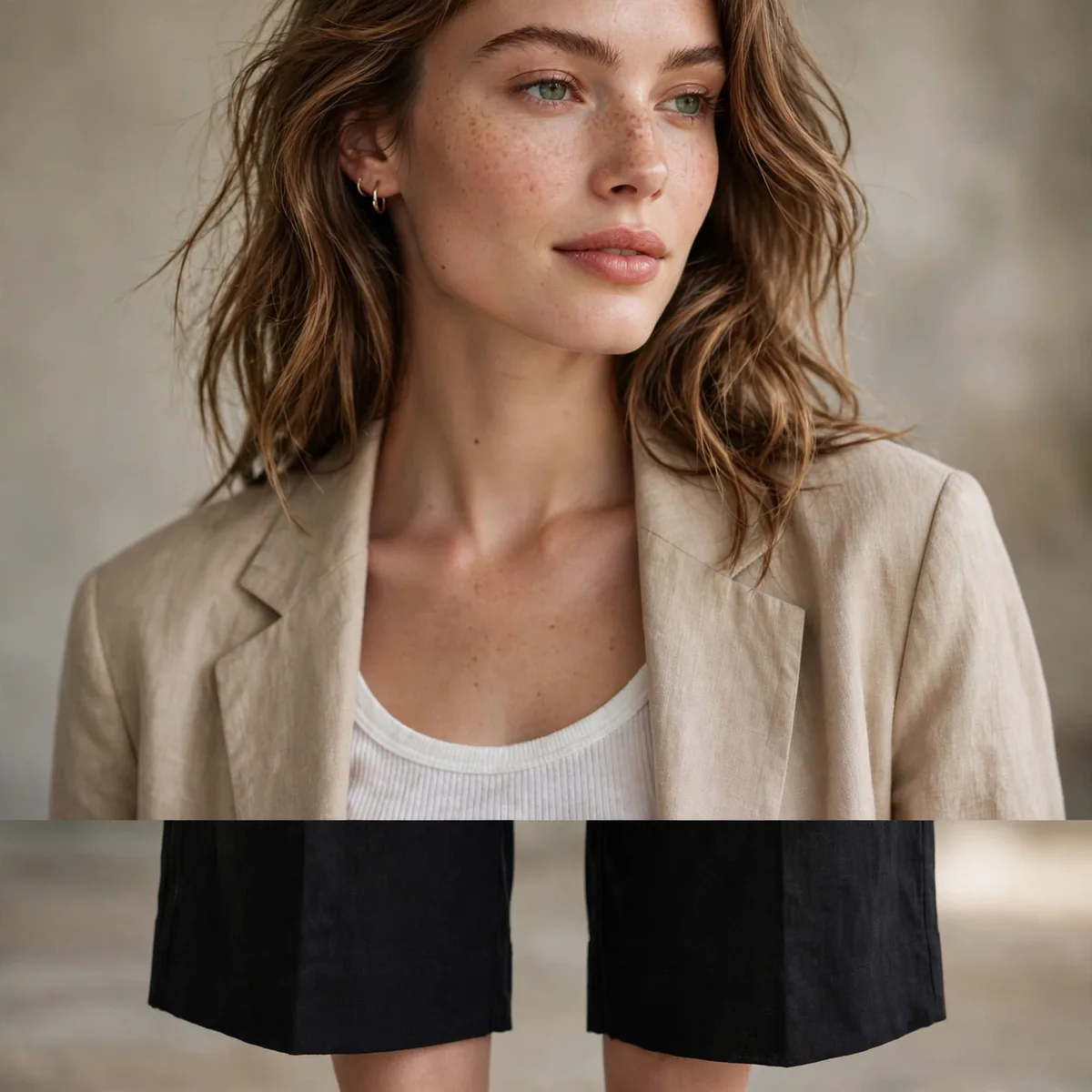 Tall woman in cropped wide leg pants