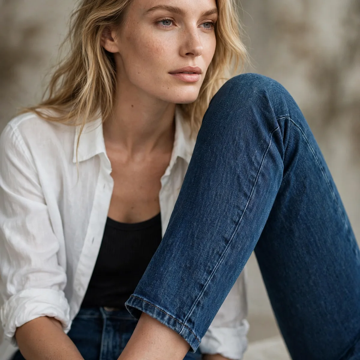 Perfect length jeans on tall woman