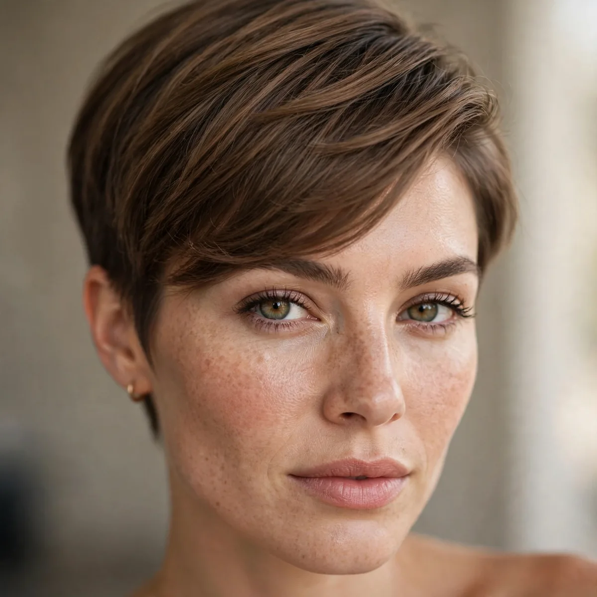 Tapered pixie with side-swept top