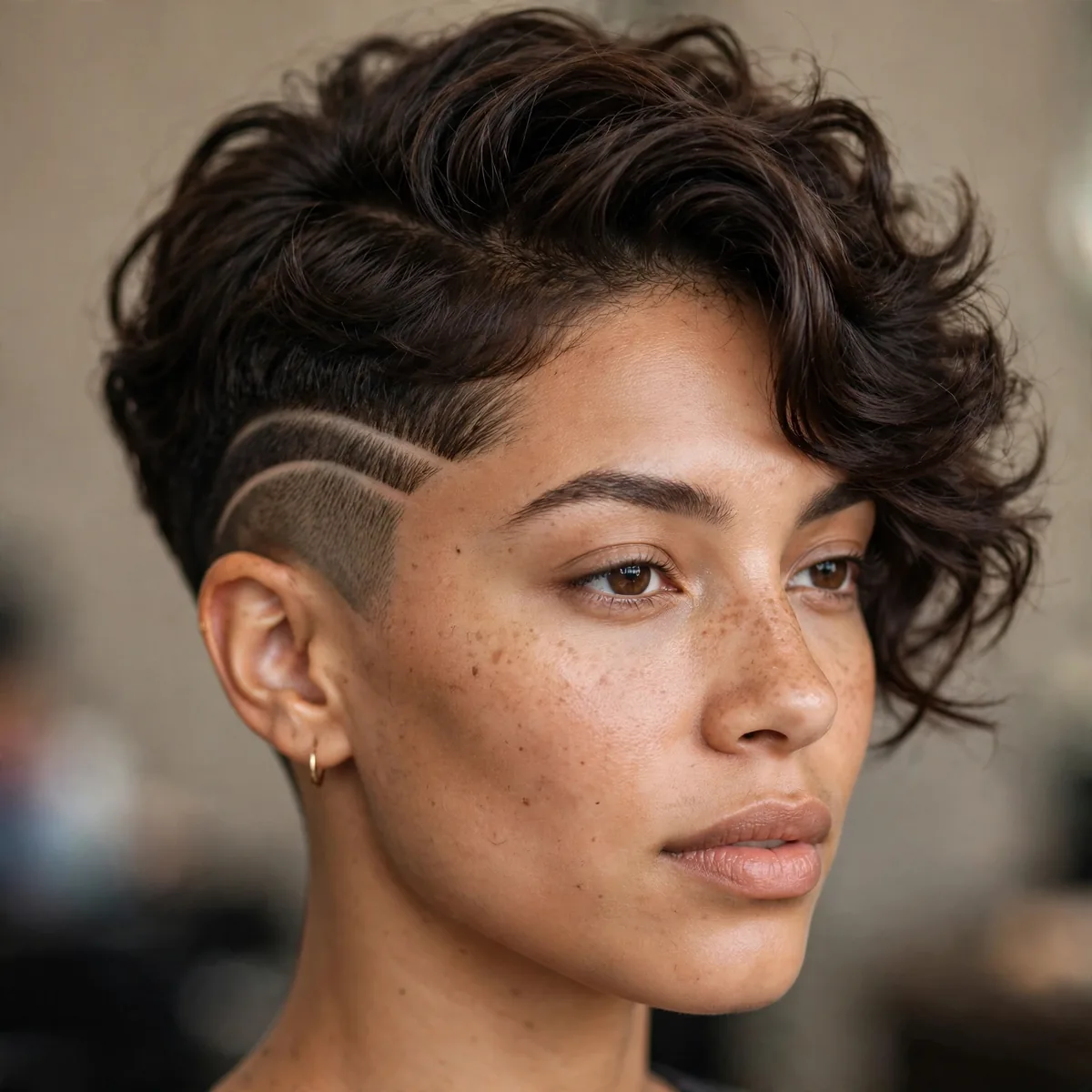 Tapered cut with shaved design line