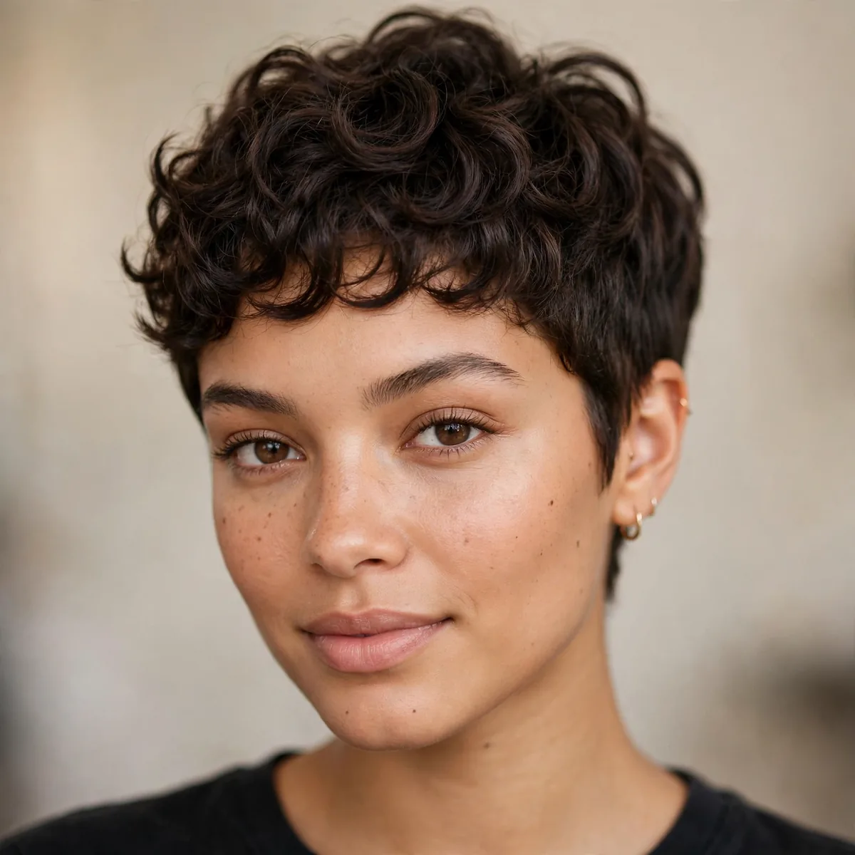 Tapered pixie with defined curls