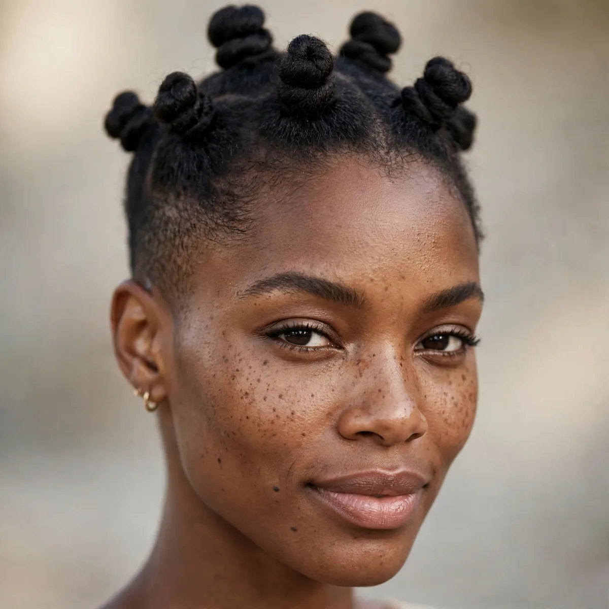 Tapered cut with bantu knots on top