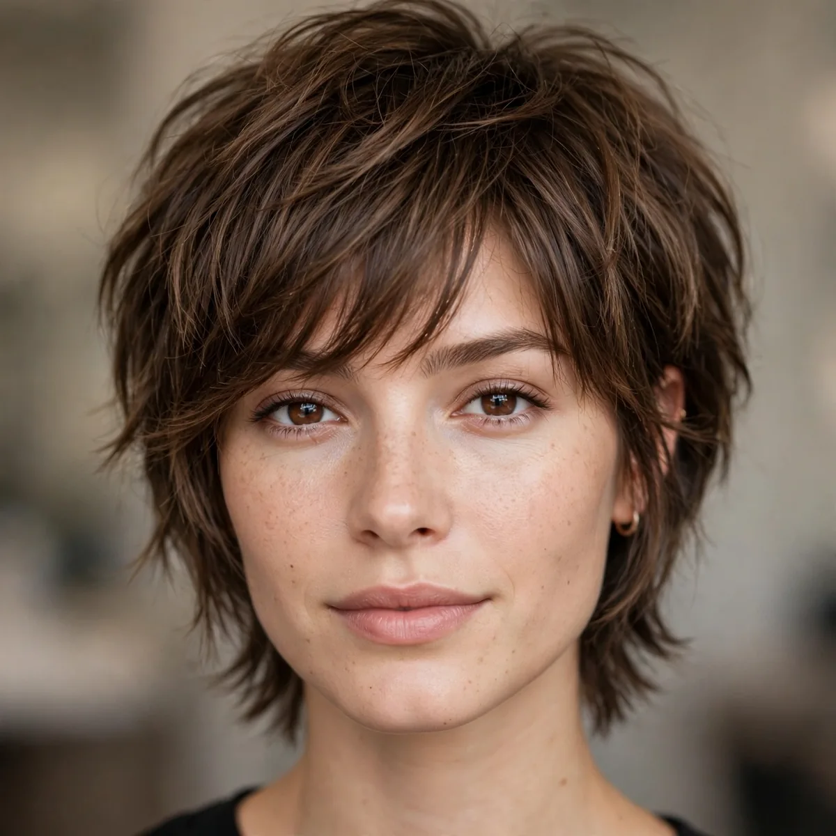 Tapered shag haircut with layers