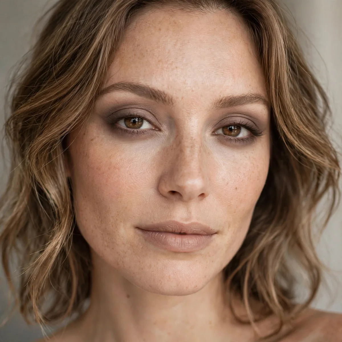 Smudged taupe eyeliner look