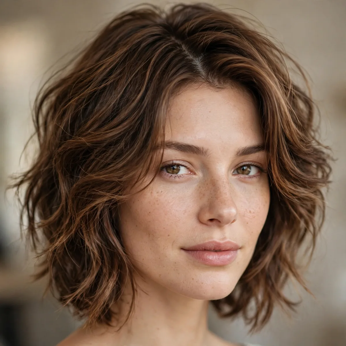 Textured lob styled with a deep side part