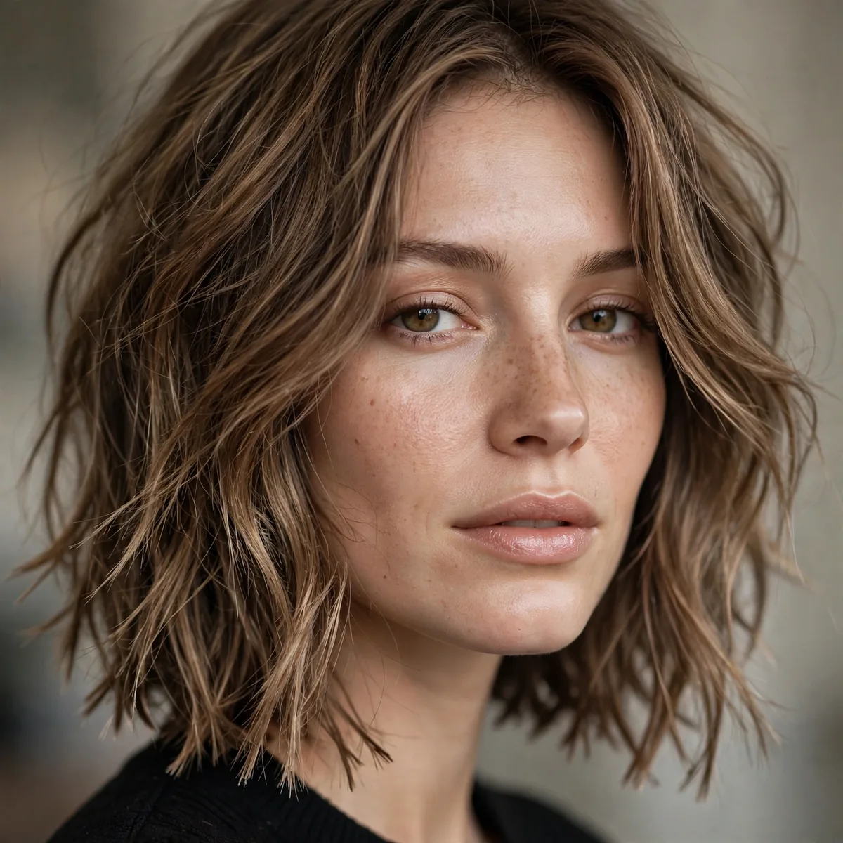 Lob with razor cut texture through the ends