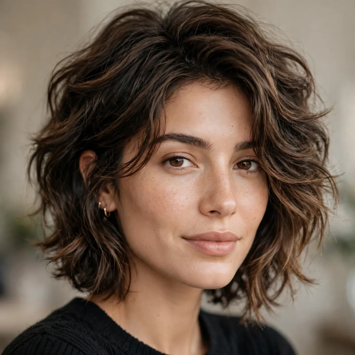 Textured lob with weight removed for thick hair