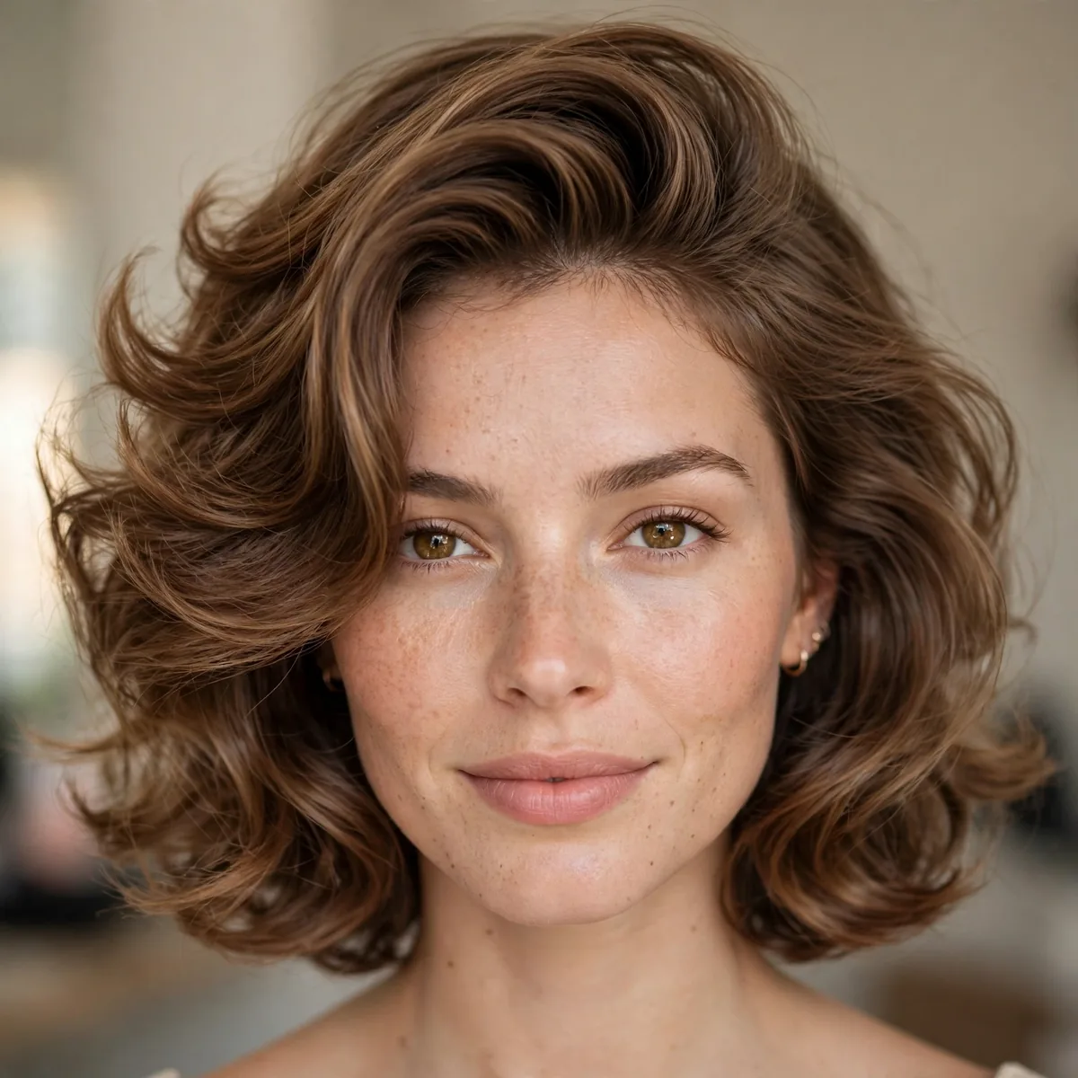 Lob styled with a quick bouncy blowout
