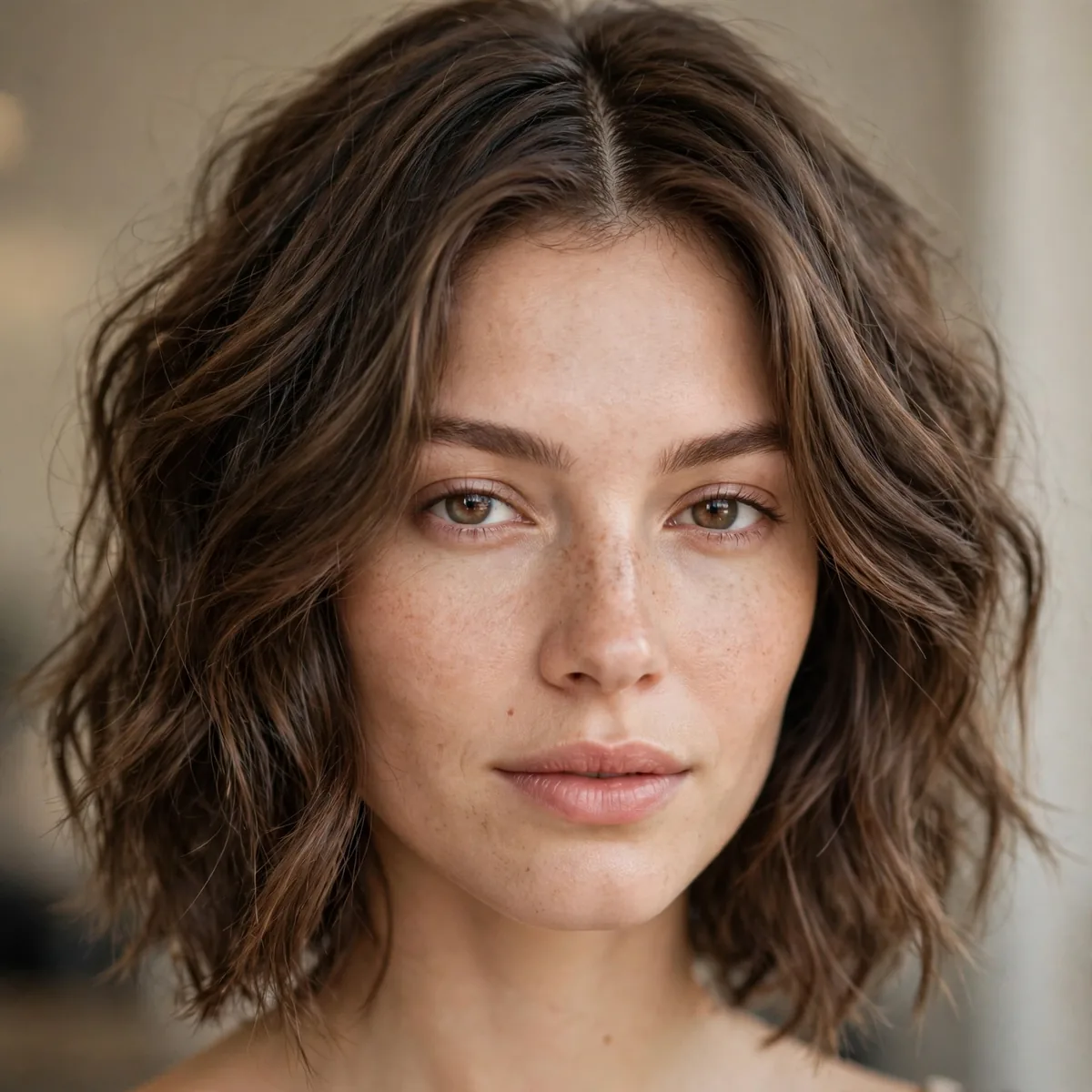 Textured lob with a clean middle part
