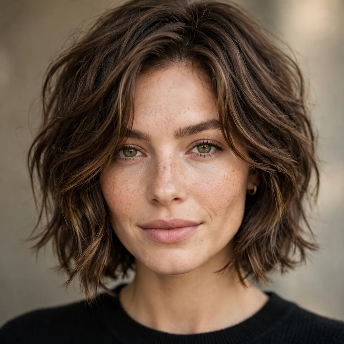 Textured lob with face framing layers