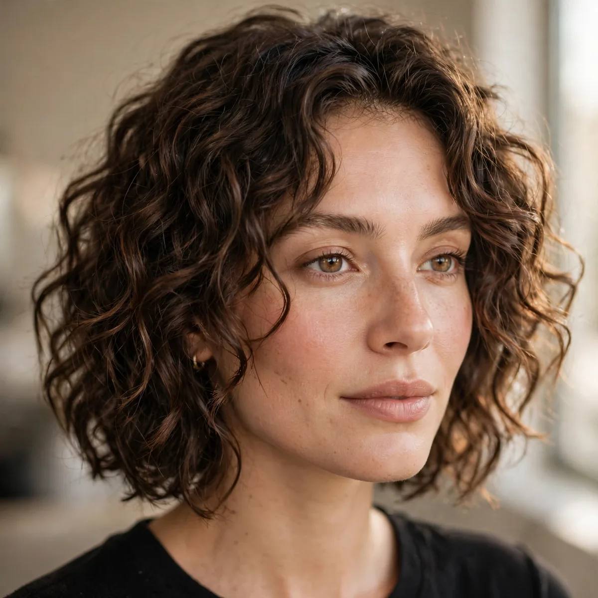 Textured lob on curly wavy 2C hair type