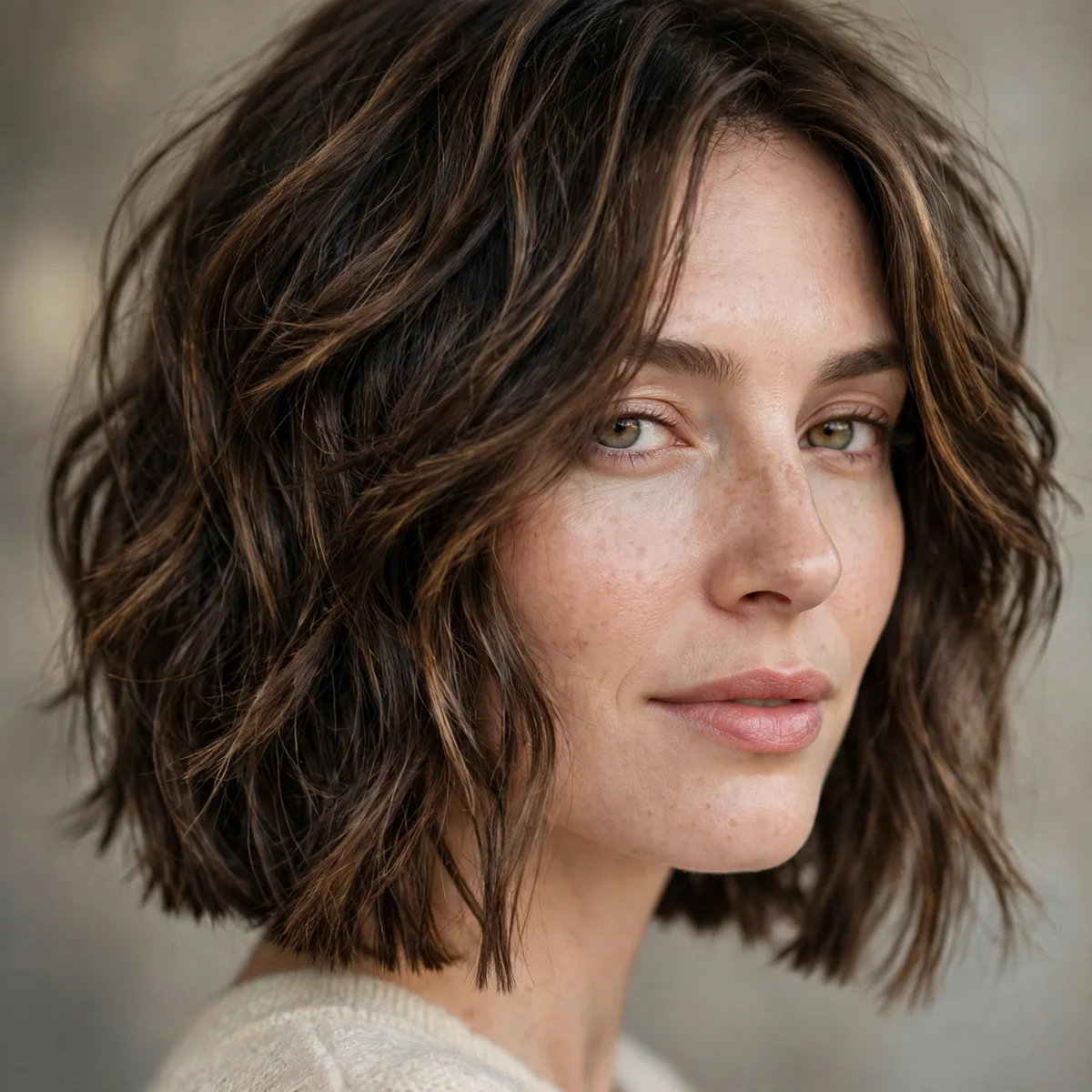 Lob with a blunt base and textured surface layers