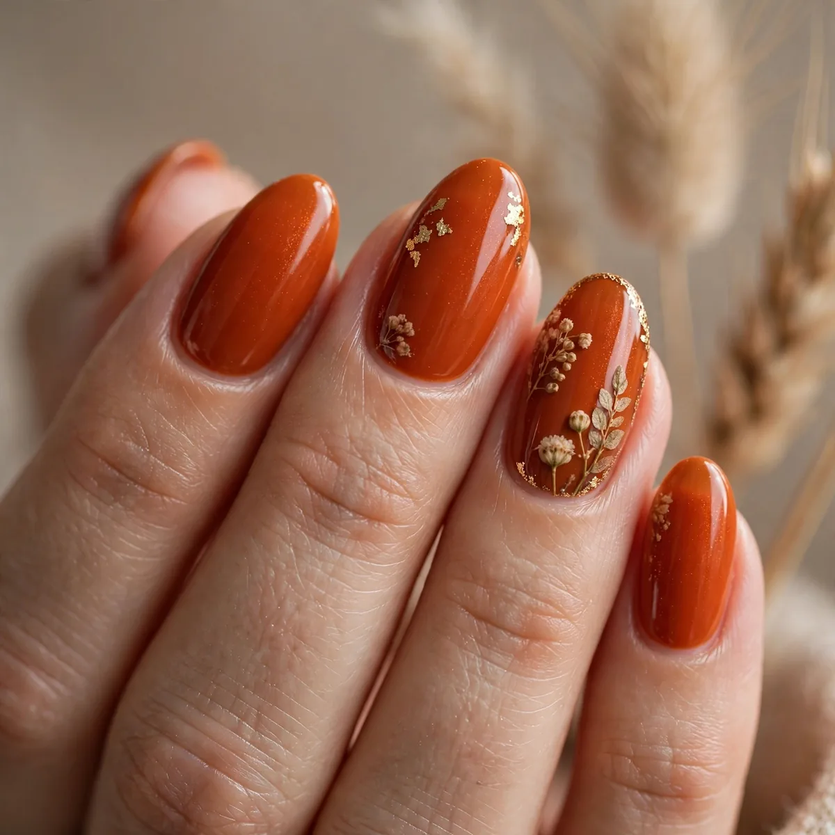 Burnt orange thanksgiving nails