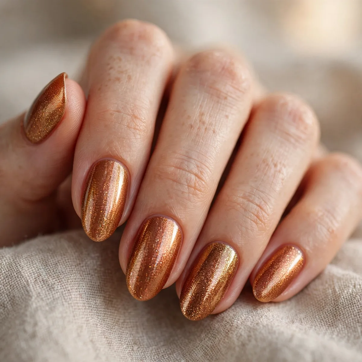 Pumpkin spice shimmer thanksgiving nails