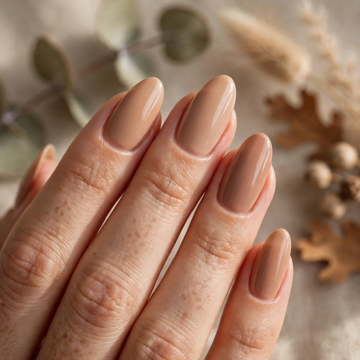 Warm nude thanksgiving nails