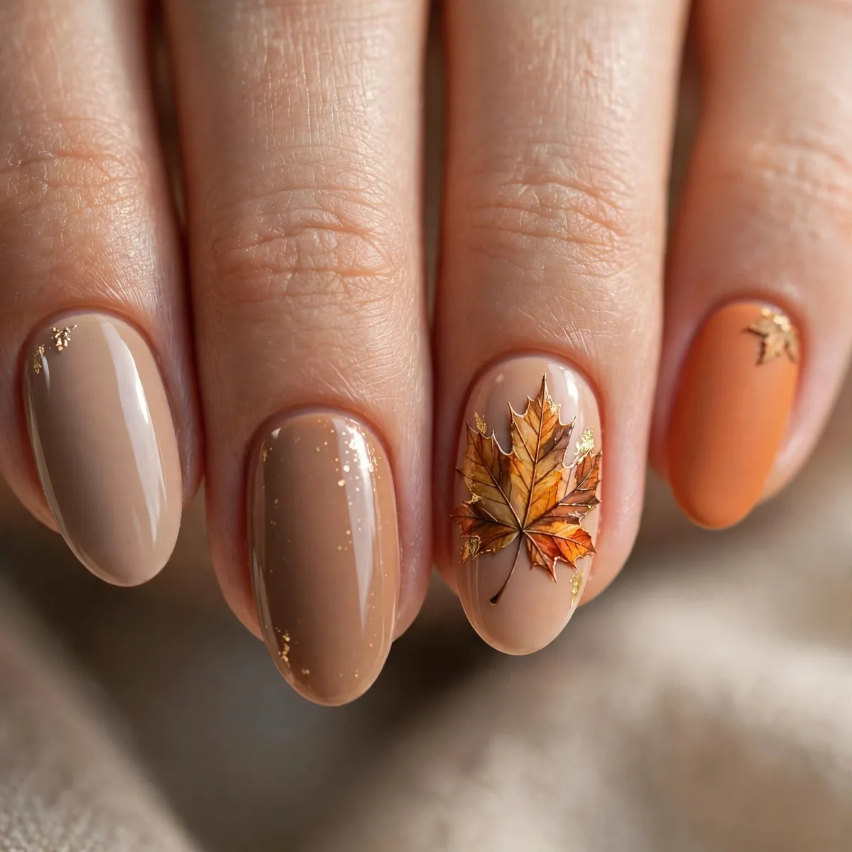 Autumn leaf nail art thanksgiving