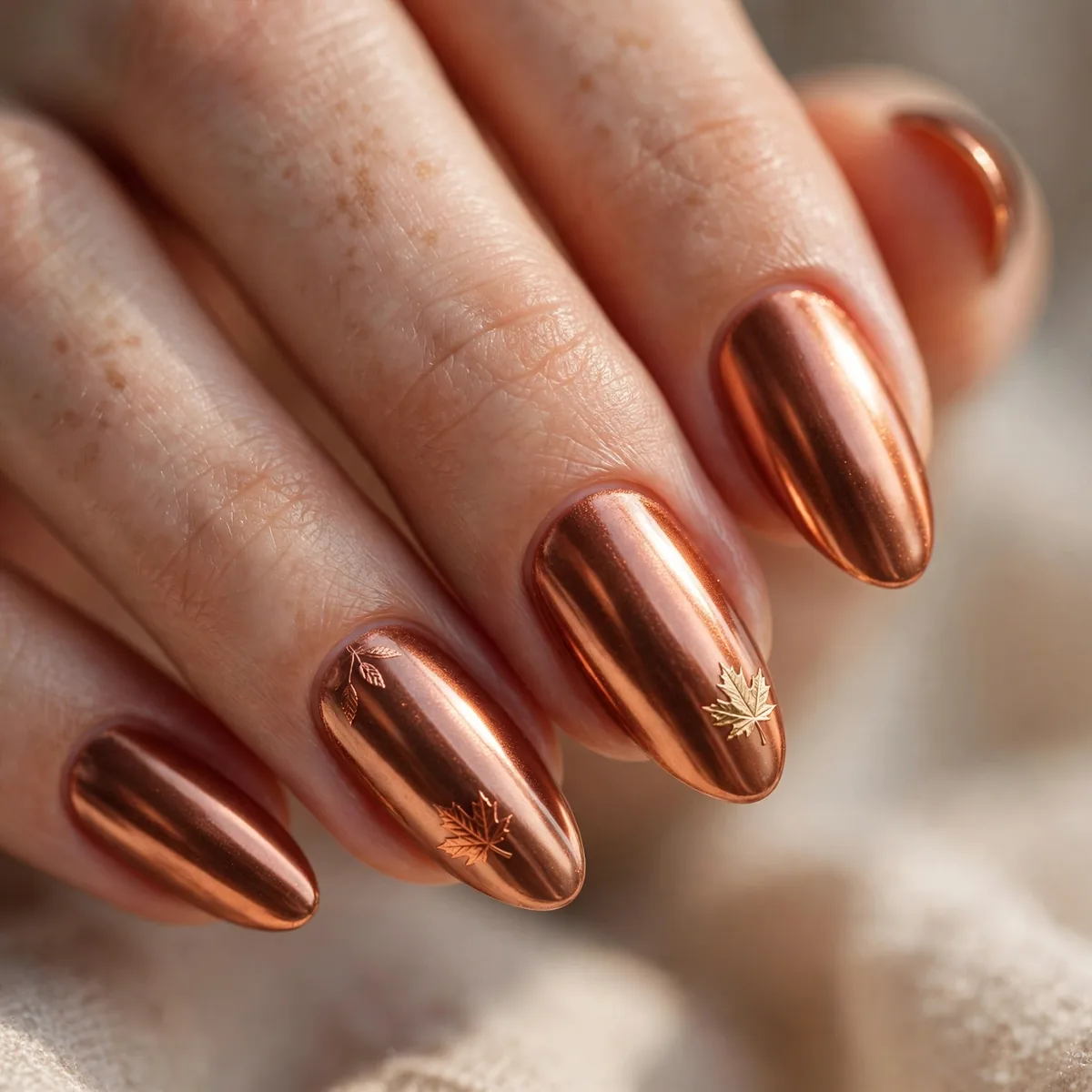 Copper chrome thanksgiving nails