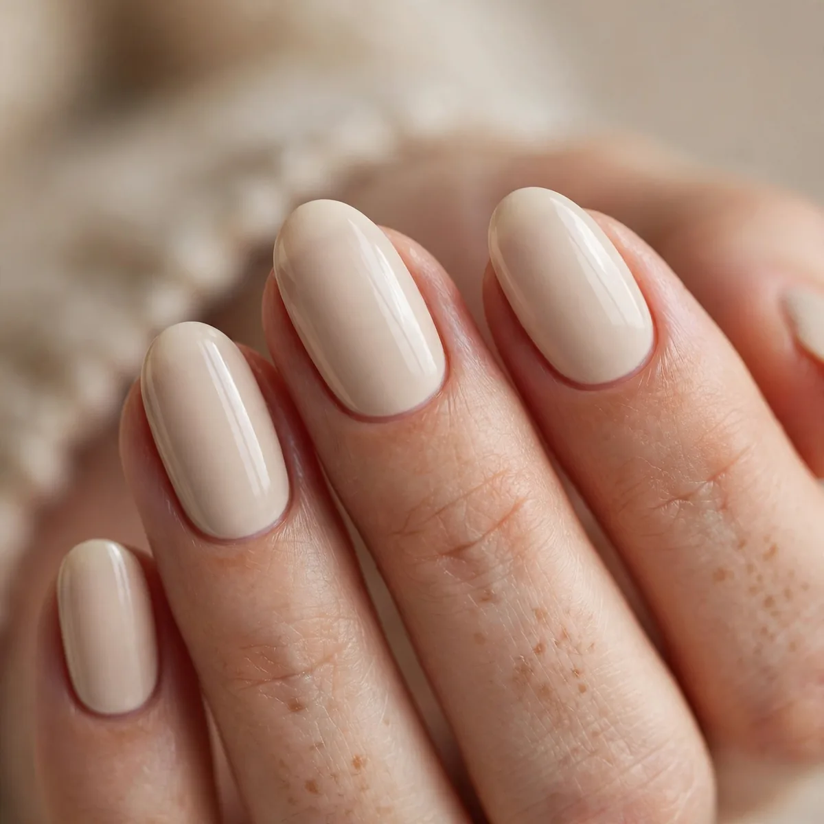 Creamy neutral thanksgiving nails