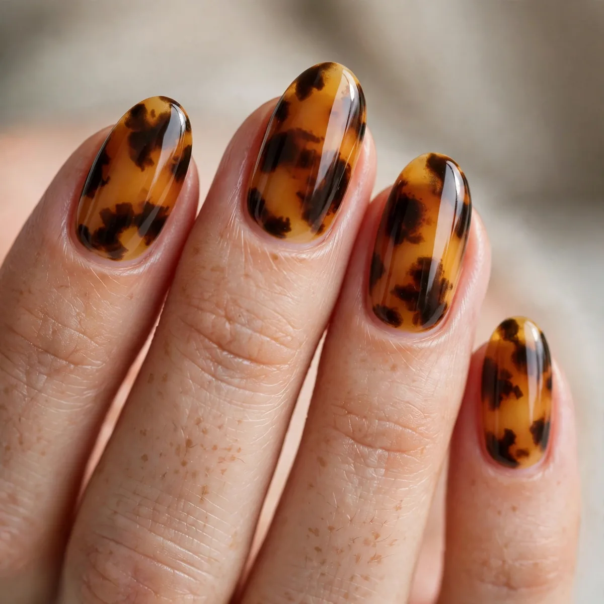 Classic amber tortoiseshell nails