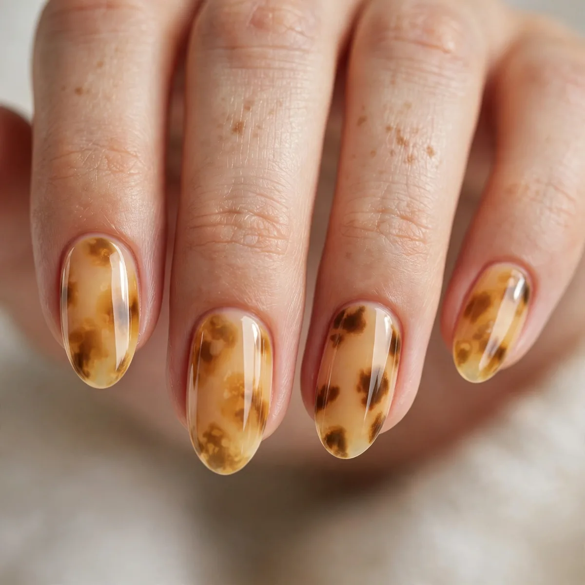 Light honey tortoiseshell nails