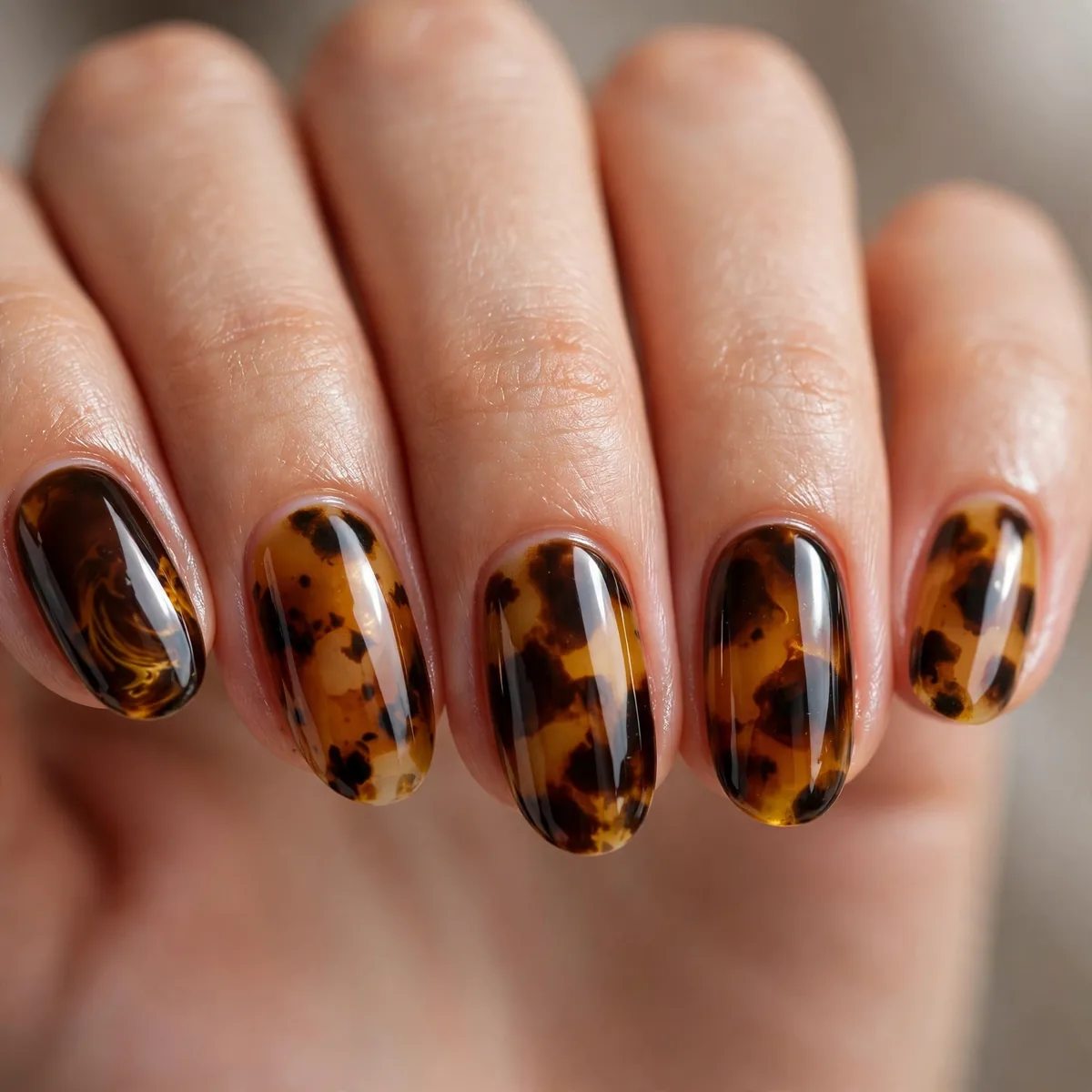 High gloss tortoiseshell nails
