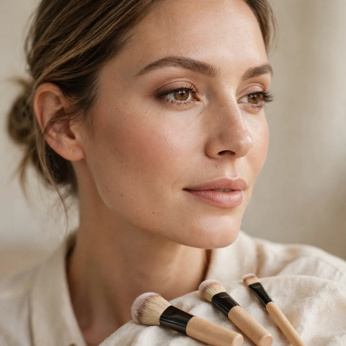 Minimal makeup brushes for travel