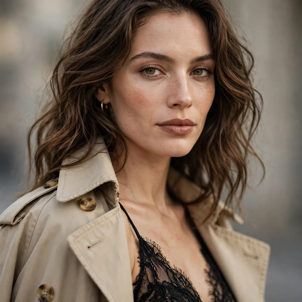Trench coat over evening dress