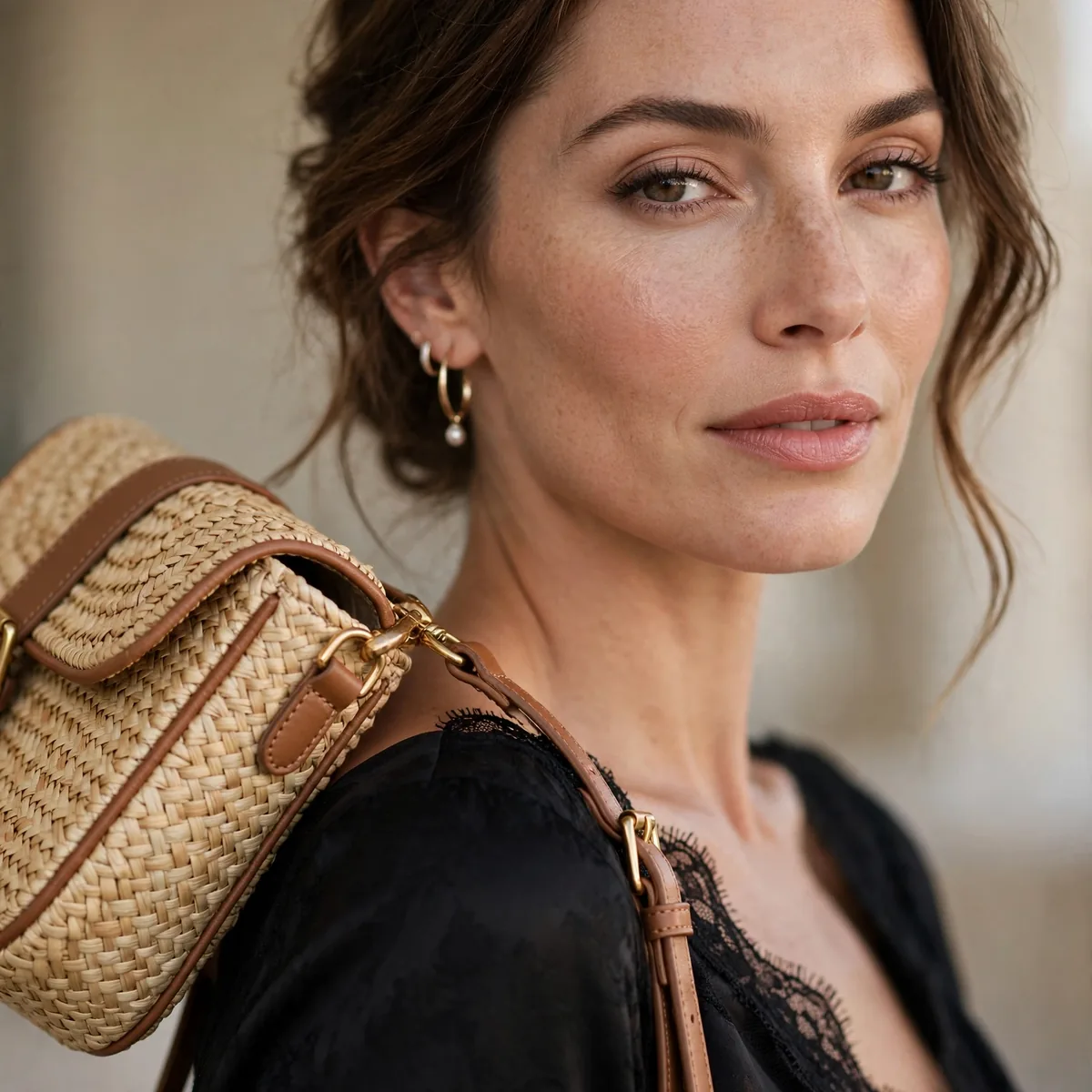 Straw bag for resort evening