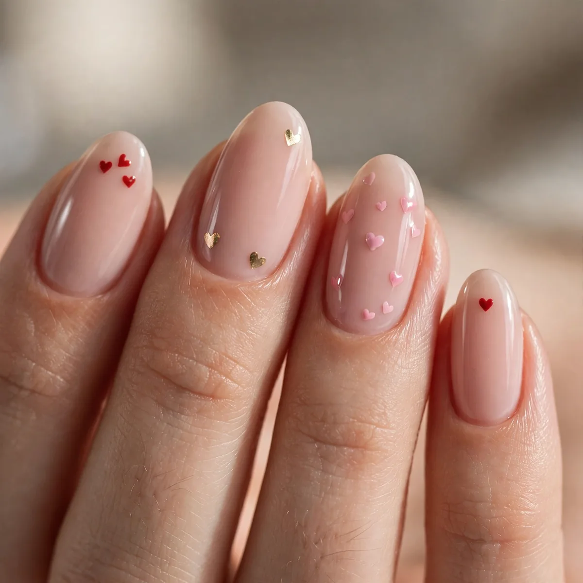 Tiny heart nail art valentines