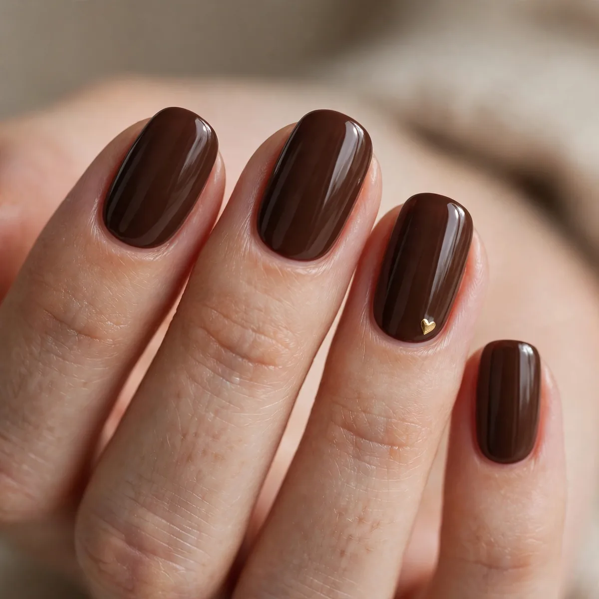 Chocolate brown valentines nails