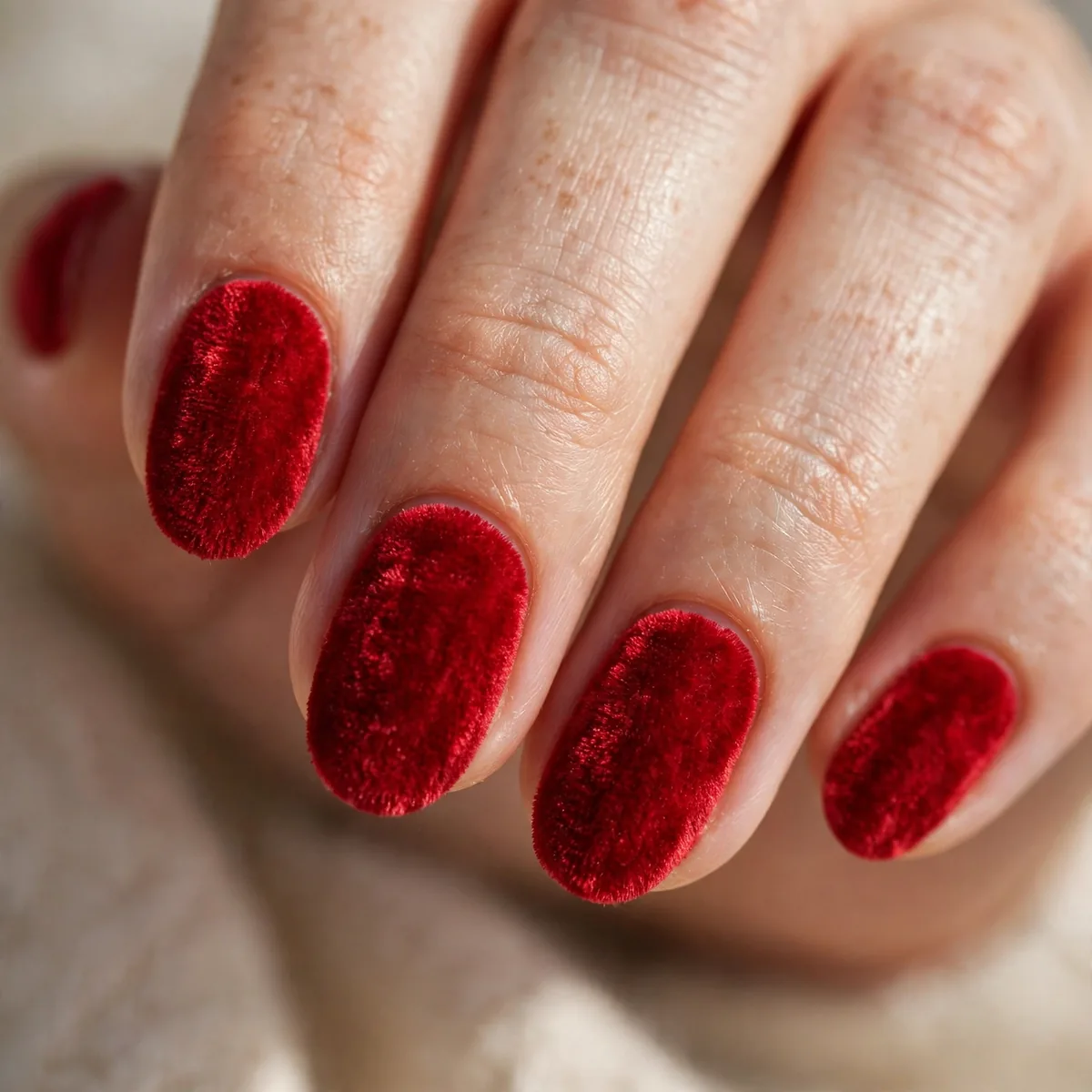 Red velvet textured valentines nails