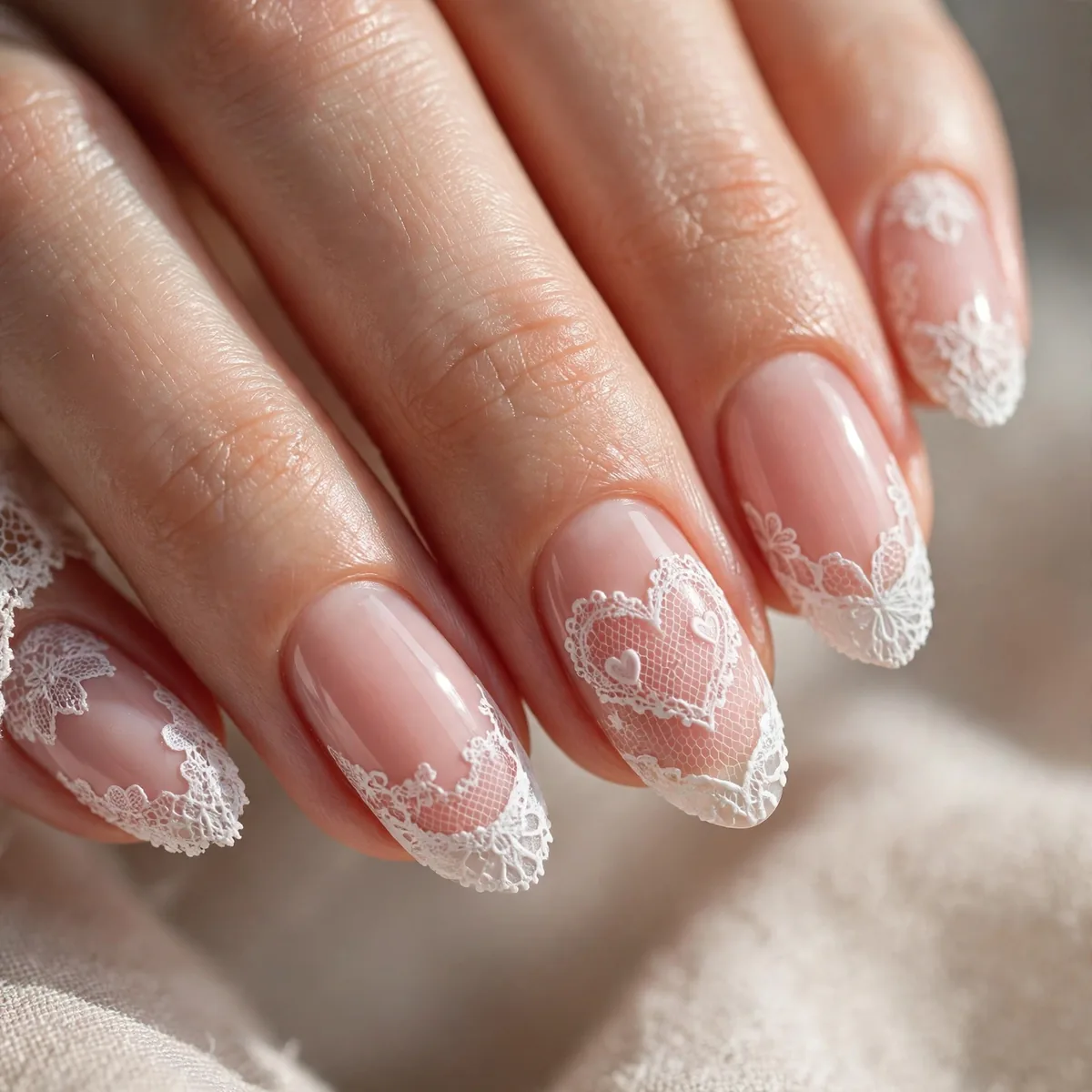 Lace nail art valentines design