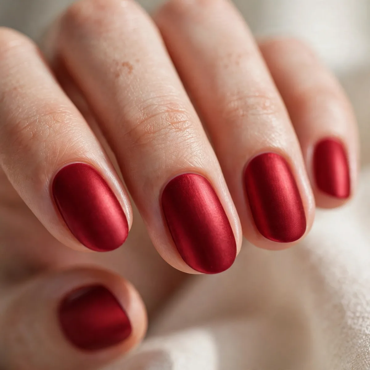 Satin red valentines nail polish