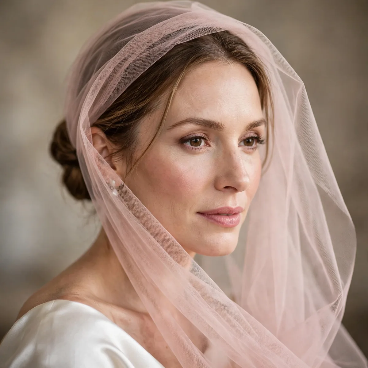 Blusher veil with simple updo