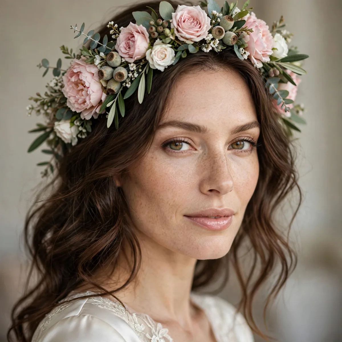 Floral headpiece instead of veil