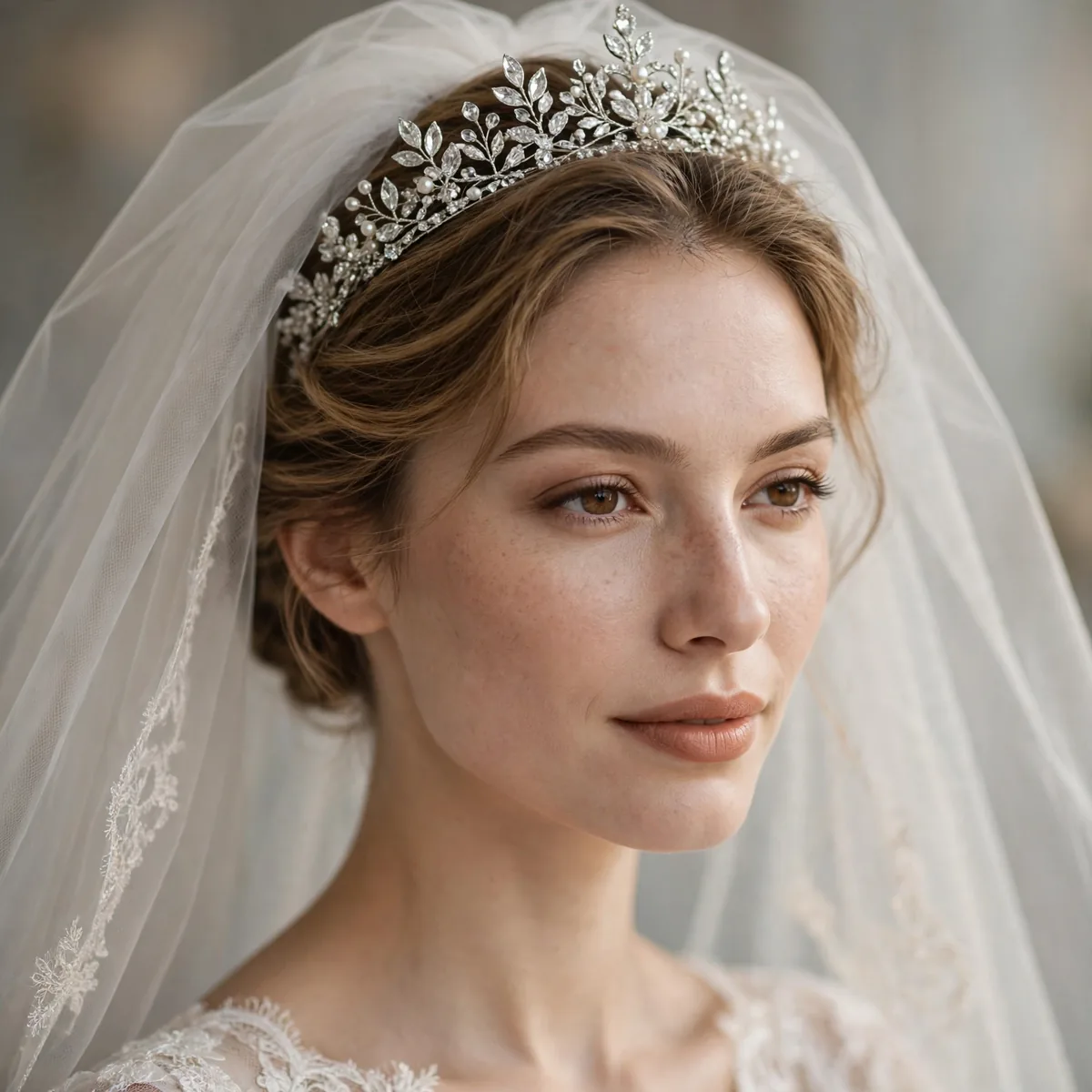 Tiara and veil together bridal