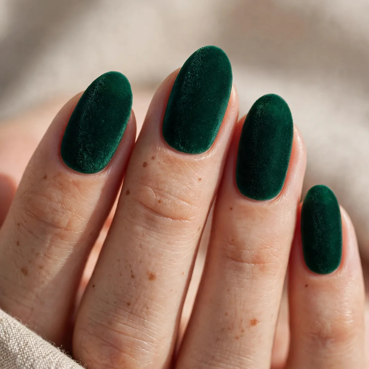 Emerald green velvet nails