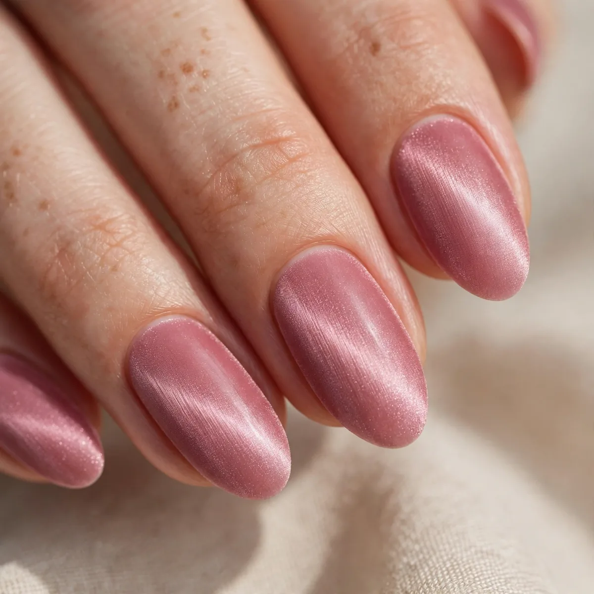 Rose pink velvet magnetic nails